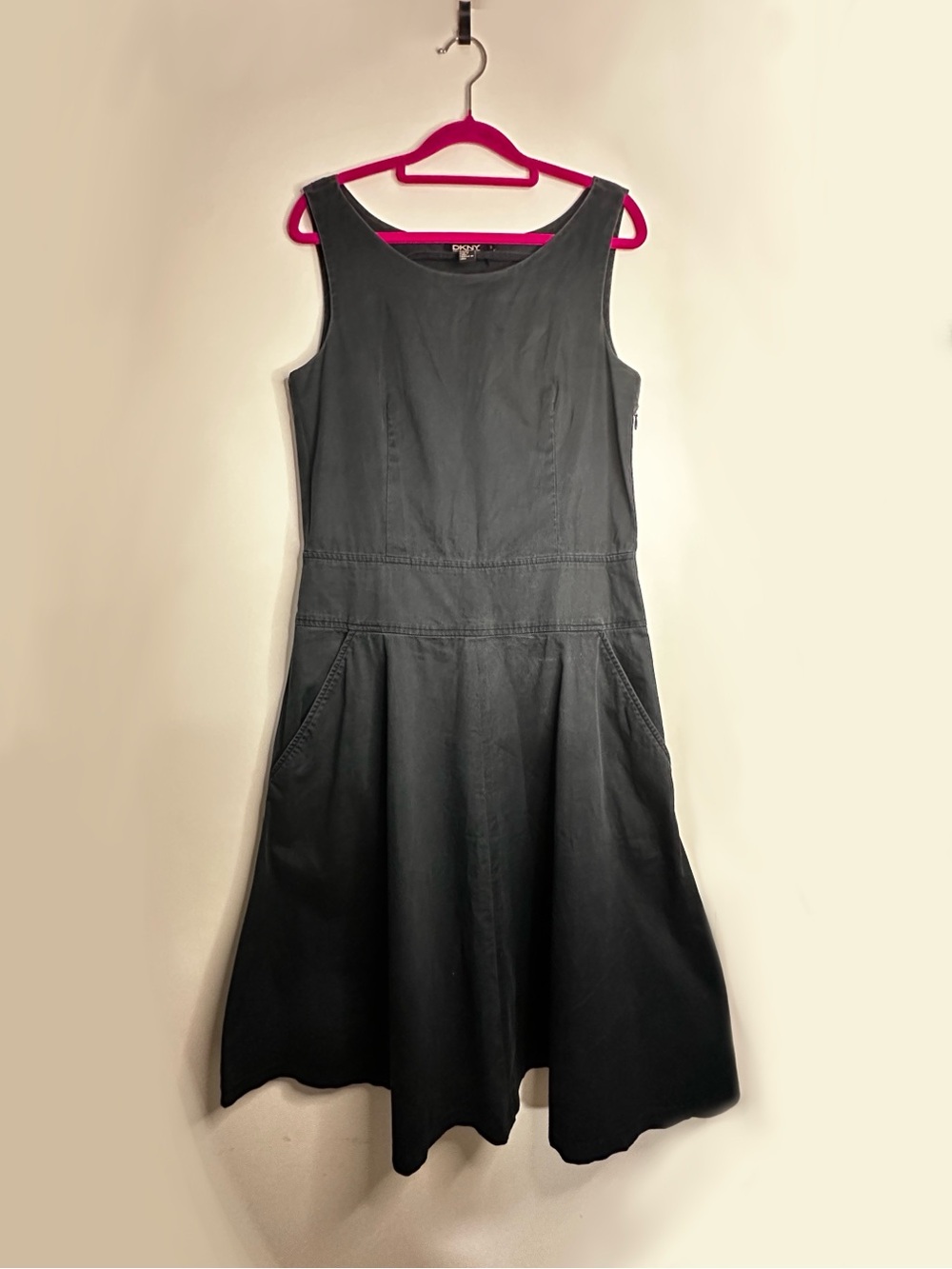 DKNY Charcoal Cotton Blend A-Line Midi Dress Size 6